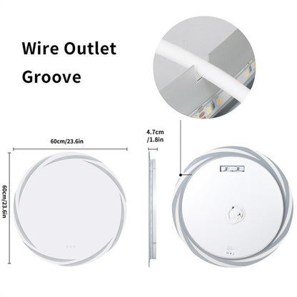 Round LED Anti-Fog Backlit Bathroom Mirror(60x60cm)