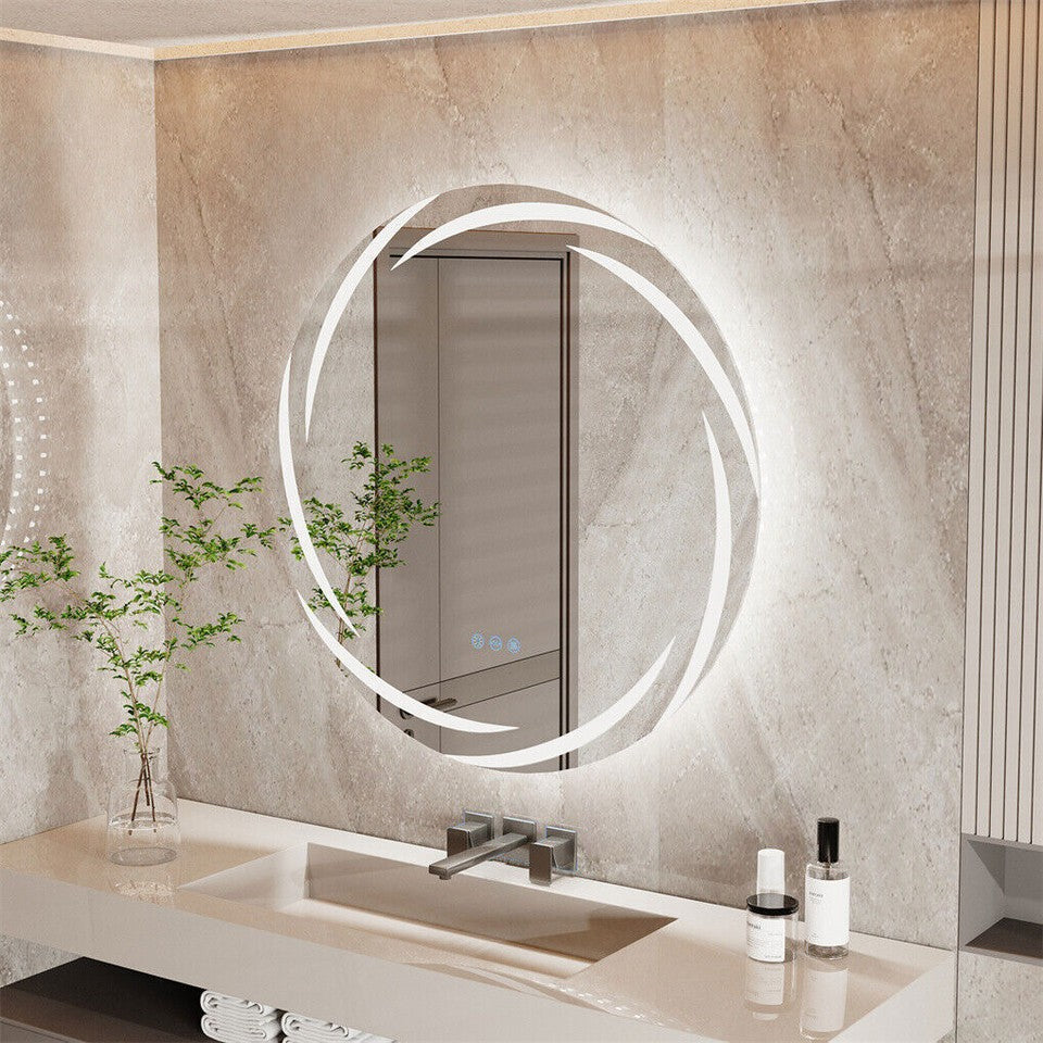 Round LED Anti-Fog Backlit Bathroom Mirror(80x80cm)