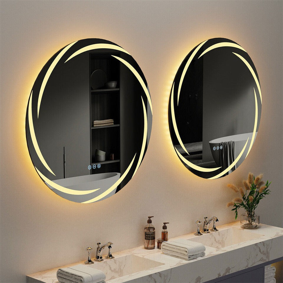 Round LED Anti-Fog Backlit Bathroom Mirror(80x80cm)