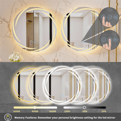 Round LED Anti-Fog Backlit Bathroom Mirror(80x80cm)
