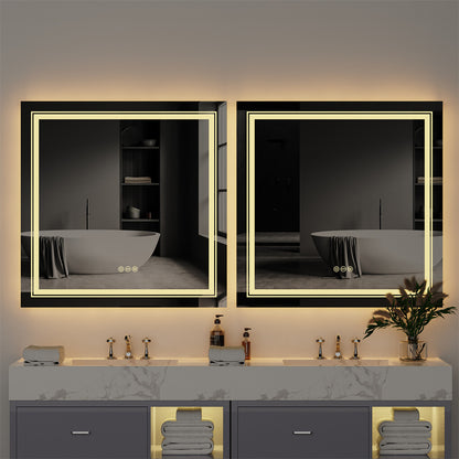 80x80cm Large Square Wall Mount Smart Led Bathroom Mirror Anti Fog Backlit Vanity Mirror