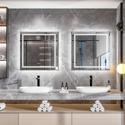 80x80cm Large Square Wall Mount Smart Led Bathroom Mirror Anti Fog Backlit Vanity Mirror