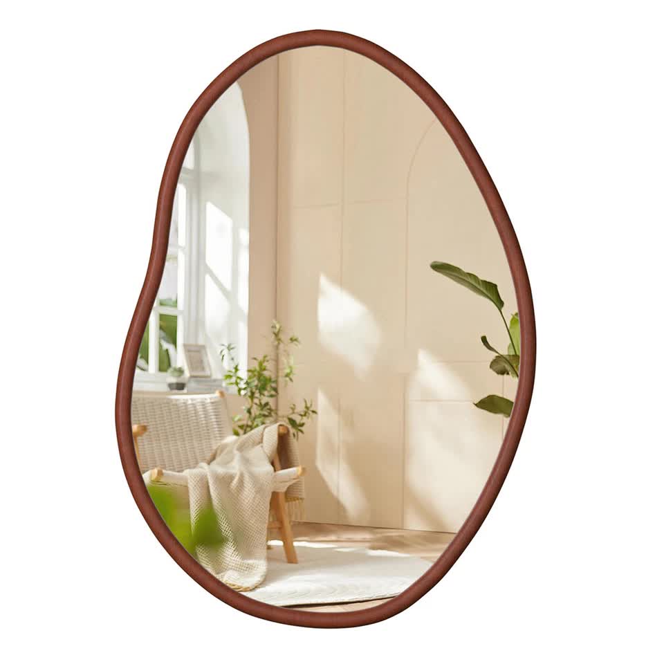 Large Wooden Frame Wall Mirror - Entryway & Hall Decor