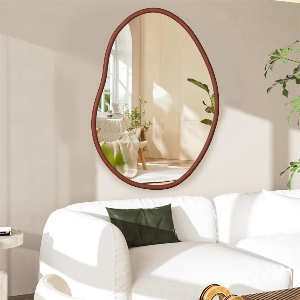 Large Wooden Frame Wall Mirror - Entryway & Hall Decor