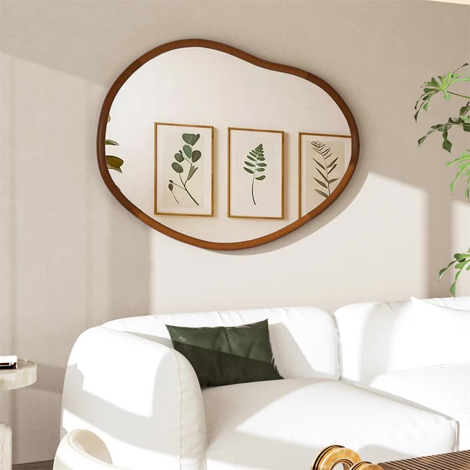 Large Wooden Frame Wall Mirror - Entryway & Hall Decor