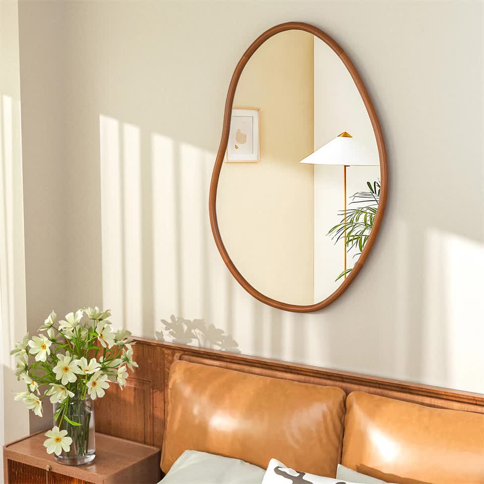 Large Wooden Frame Wall Mirror - Entryway & Hall Decor