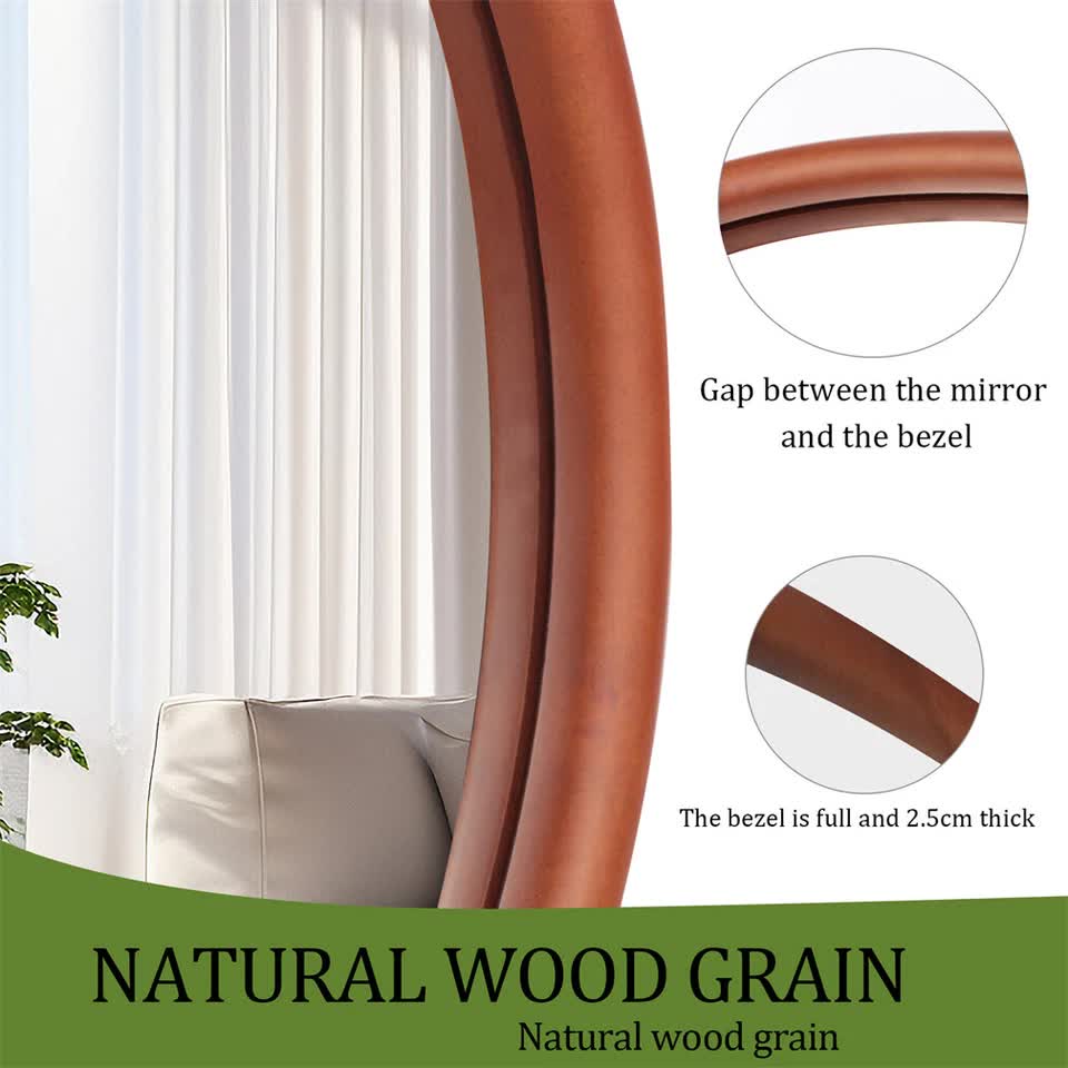 Large Wooden Frame Wall Mirror - Entryway & Hall Decor