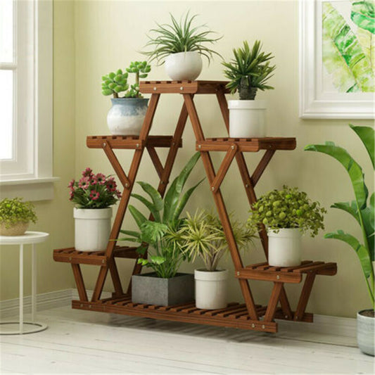 Upgraded Thick Wood Indoor Plant Stand with Flower Planter Shelves