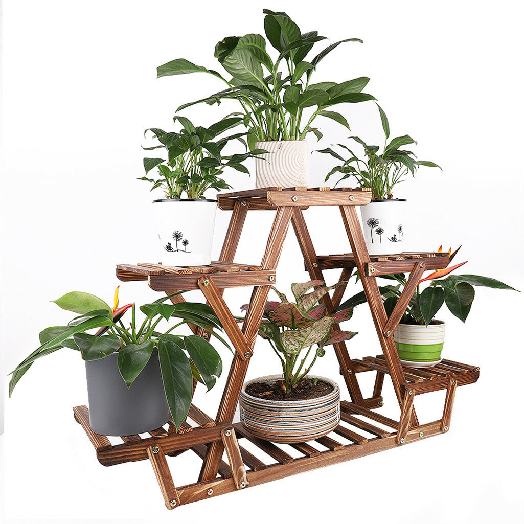 Upgraded Thick Wood Indoor Plant Stand with Flower Planter Shelves
