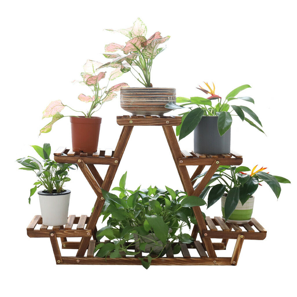 Upgraded Thick Wood Indoor Plant Stand with Flower Planter Shelves