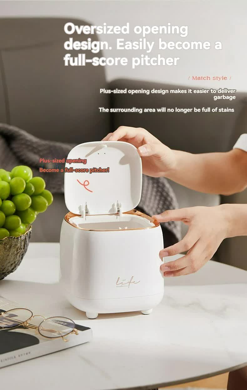 Dark Green Portable Tabletop Trash Can with Dual-Layer Design - Convenient for Desk Organization