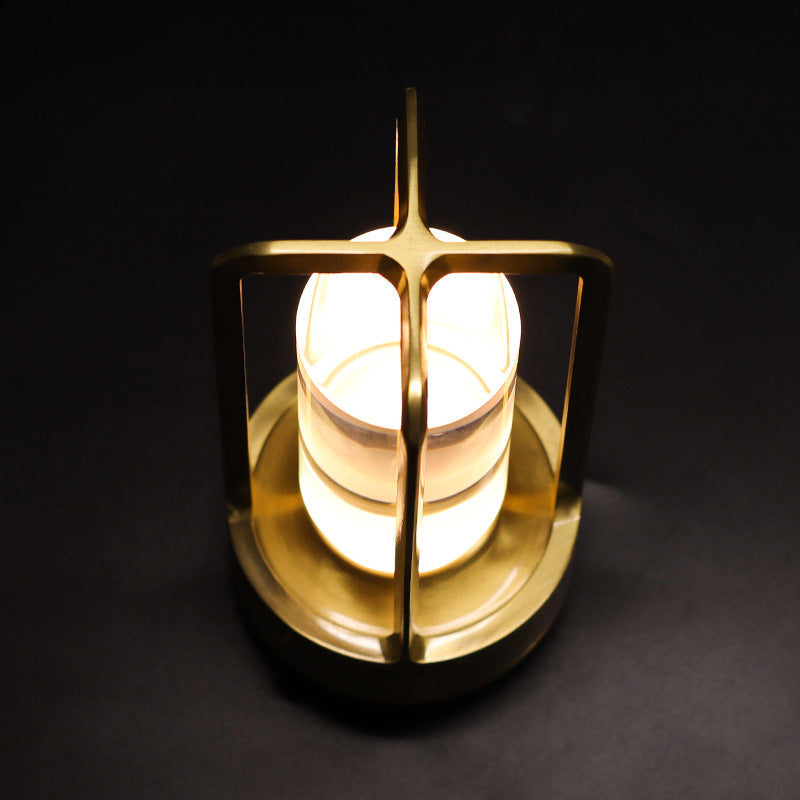 Gold Rechargeable Table Lamp - Touch Dimming 3-Color LED Light for Bedroom and Office