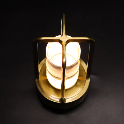 Gold Rechargeable Table Lamp - Touch Dimming 3-Color LED Light for Bedroom and Office