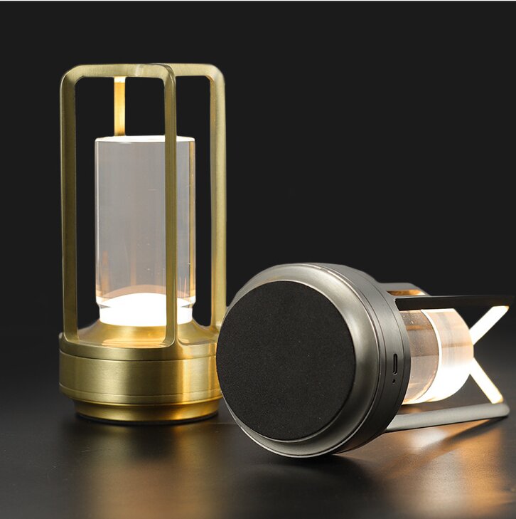 Black Rechargeable Table Lamp - Touch Dimming 3-Color LED Light for Bedroom and Office