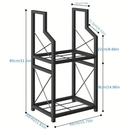 Heavy Duty 2-Tier Firewood Rack - Vertical Log Holder for Indoor Fireplace and Outdoor Fire Pit - Modern Metal Wood Storage Organizer for Camping, Patio, and Living Room