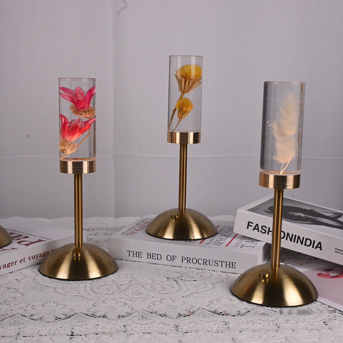 Dandelion Grass Eternal Flower Acrylic Table Lamp - Color-Changing LED, USB Rechargeable, Touch Control