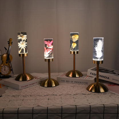 lily Eternal Flower Acrylic Table Lamp - Color-Changing LED, USB Rechargeable, Touch Control