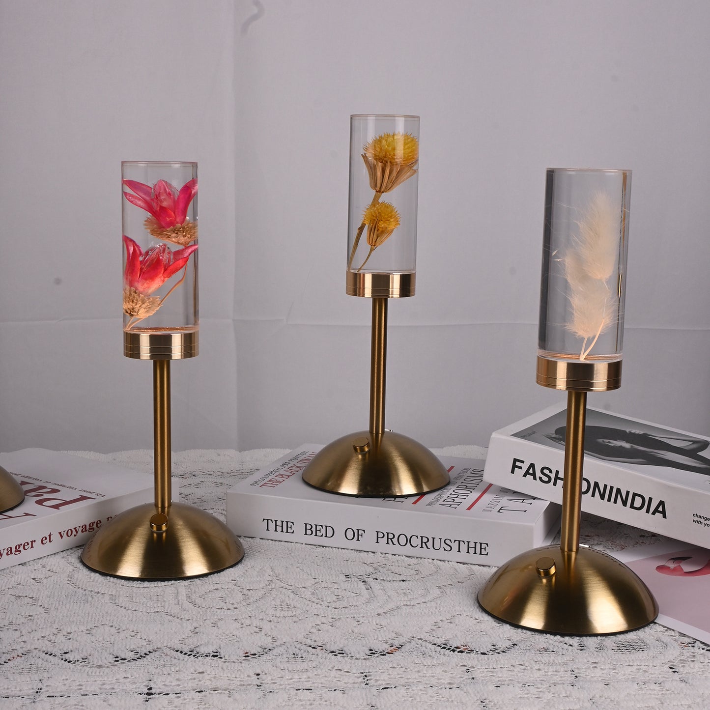 lily Eternal Flower Acrylic Table Lamp - Color-Changing LED, USB Rechargeable, Touch Control