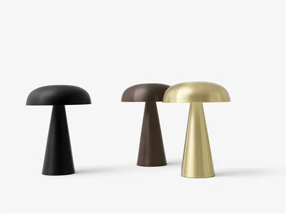 Bronze Metal Mushroom Table Lamp - Rechargeable Touch Control Ambient Light with Remote