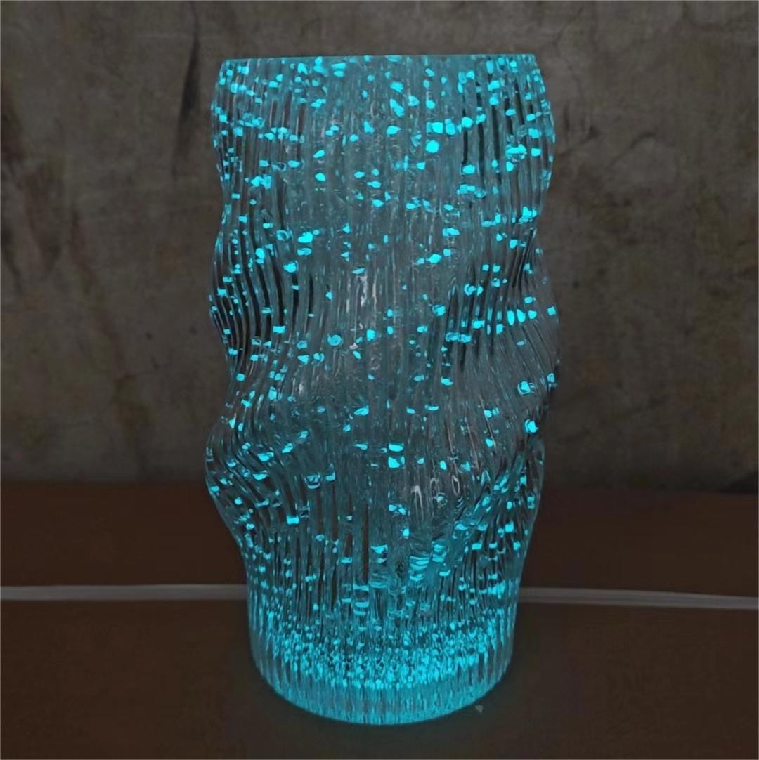 Twisted Vase Luminous INS-Style Glass Vase Modern Minimalist Hydroponic Flower Holder Creative Desktop Decorative Floral Arrangement