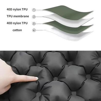 Inflatable Seat Cushion - Portable 40x30x5cm Camping Pad in Olive Green