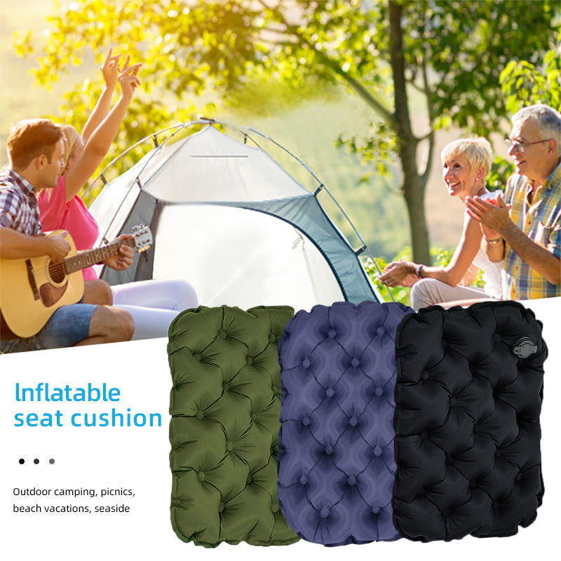 Inflatable Seat Cushion - Portable 40x30x5cm Camping Pad in Green