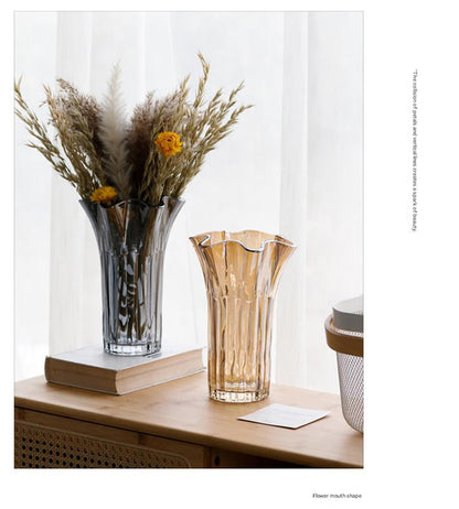 Nordic-Style Glass Vase - Elegant Fluted Flower Vase for Home Decor(Green)