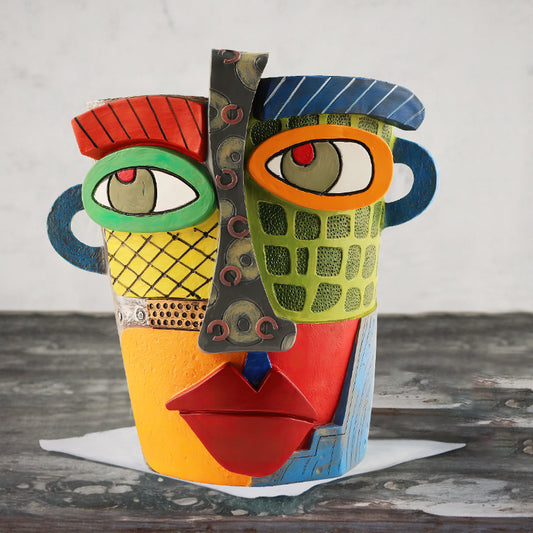Abstract Face Planter Pot - Artistic Resin Decor for Succulents & Plants (Colorful models - 18.5*18*15CM)