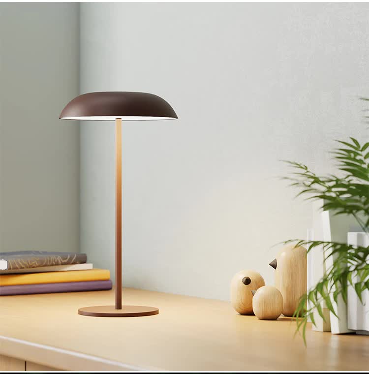 Black Minimalist Rechargeable LED Touch Table Lamp - 3-Color Stepless Dimming Metal Desk Light