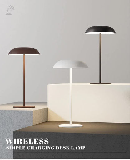 White Minimalist Rechargeable LED Touch Table Lamp - 3-Color Stepless Dimming Metal Desk Light