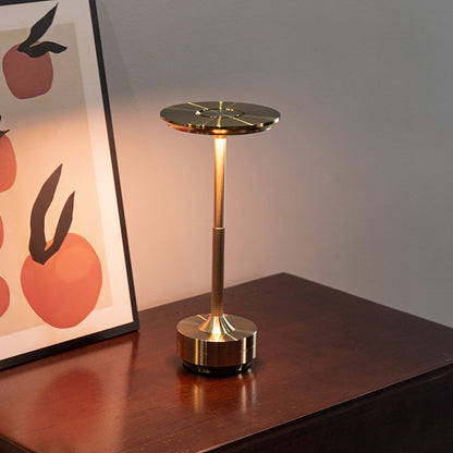 Gold Elegant Aluminum Alloy Rechargeable LED Touch Lamp - 3-Color Dimmable Cordless Table Light