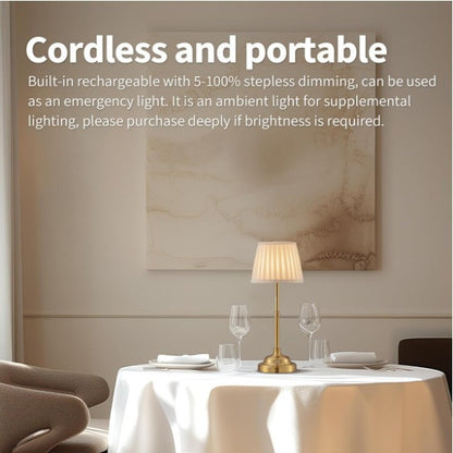 Black and White Elegant Rechargeable Fabric Shade LED Lamp - Cordless Touch Stepless Dimmable Table Light