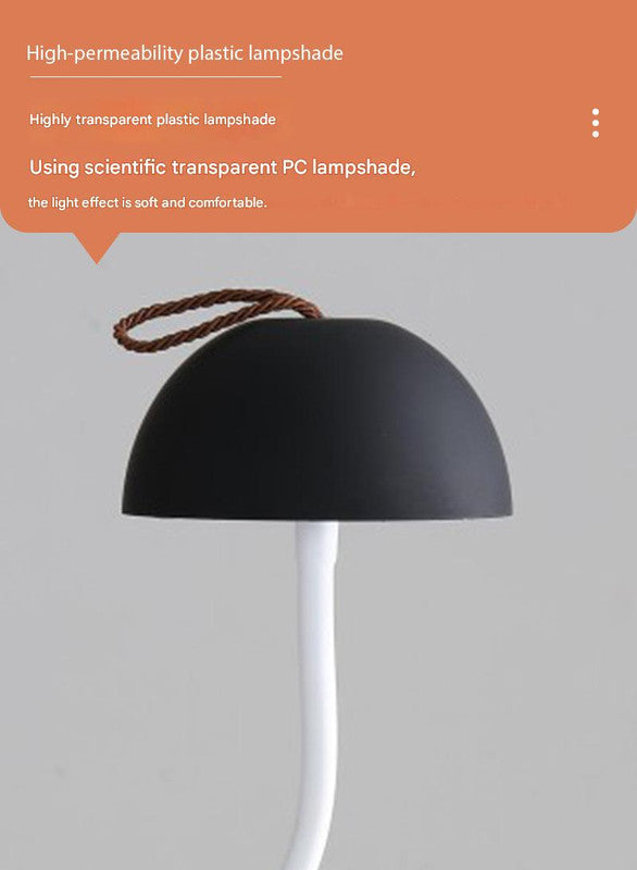 Black Three-dimensional stripes Sleek Minimalist LED Mushroom Table Lamp - Rechargeable 3-Color Touch Control, Bar & Ambient Light