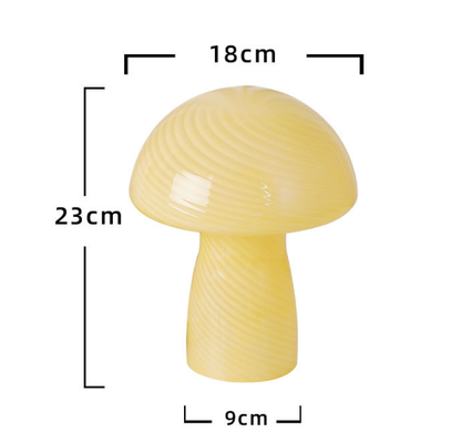 Stripe-Pure Green Retro Swirl Glass Mushroom Table Lamp - LED Bedside Night Light