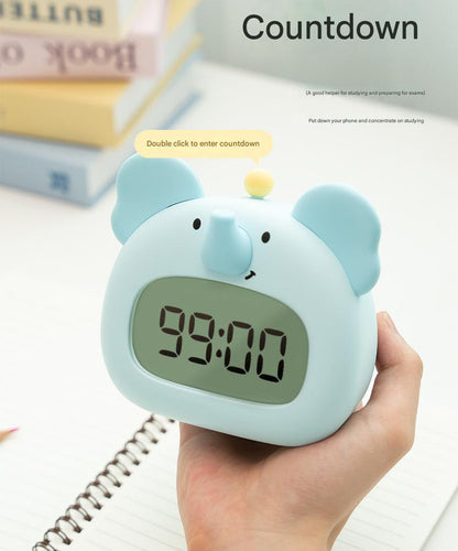 Cute Animal Digital Alarm Clock with Night Light, Temperature & Countdown Timer(Pink salamander)
