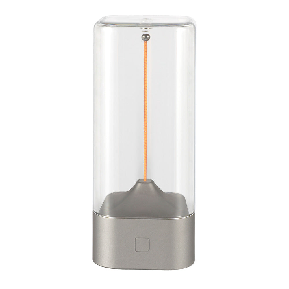 Magnetic Levitating Night Light with Flexible LED - USB-C Rechargeable, Stepless Dimming & Outdoor Hook(silver)