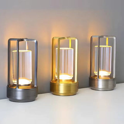 Cross-Shaped LED Table Lamp - Silver Touch Button with USB Charging
