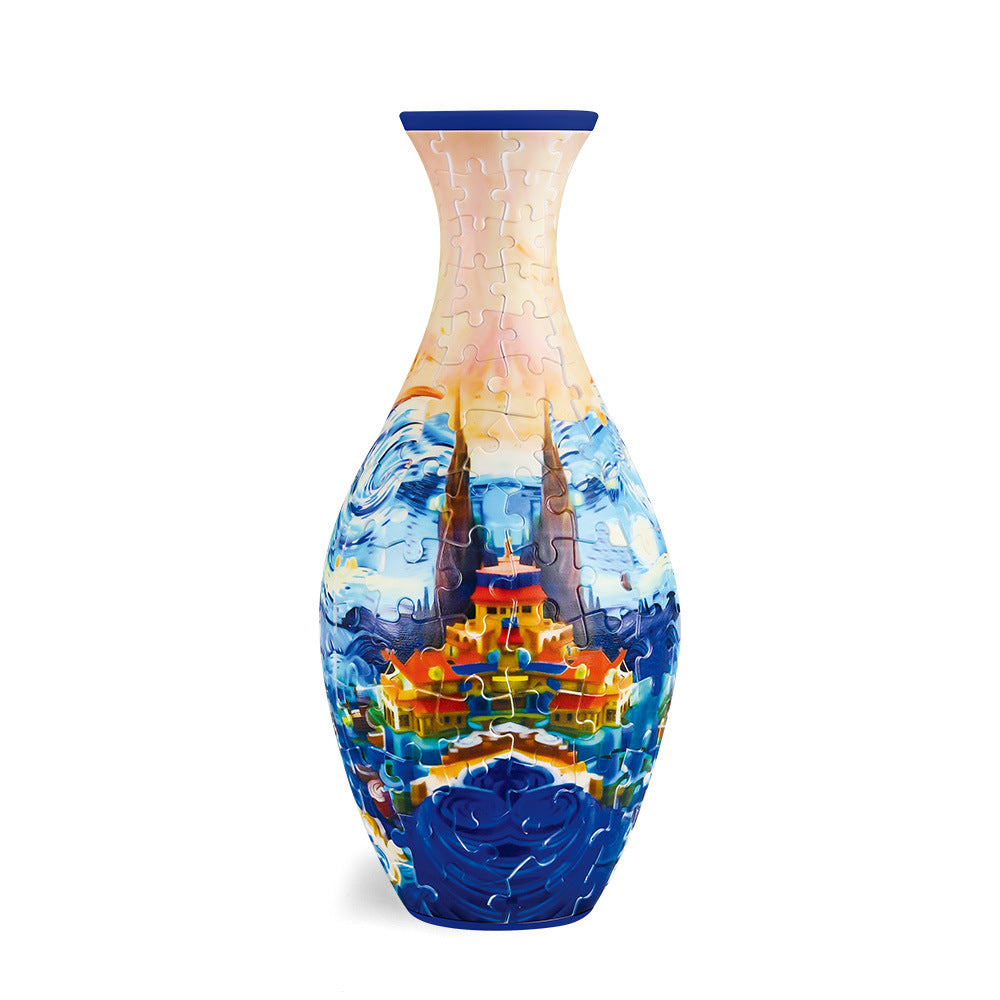Unique 3D Puzzle Vase with Built-in Water Holder - Fun DIY Project (Castle)