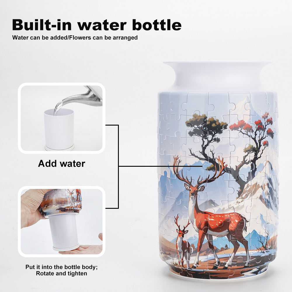 Colorful Style 1 DIY 3D Puzzle Vase - Creative Jigsaw Flower Holder with Waterproof Liner - Decorative Home Accent & Unique Gift