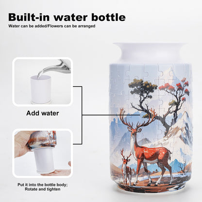 Colorful Style 2 DIY 3D Puzzle Vase - Creative Jigsaw Flower Holder with Waterproof Liner - Decorative Home Accent & Unique Gift