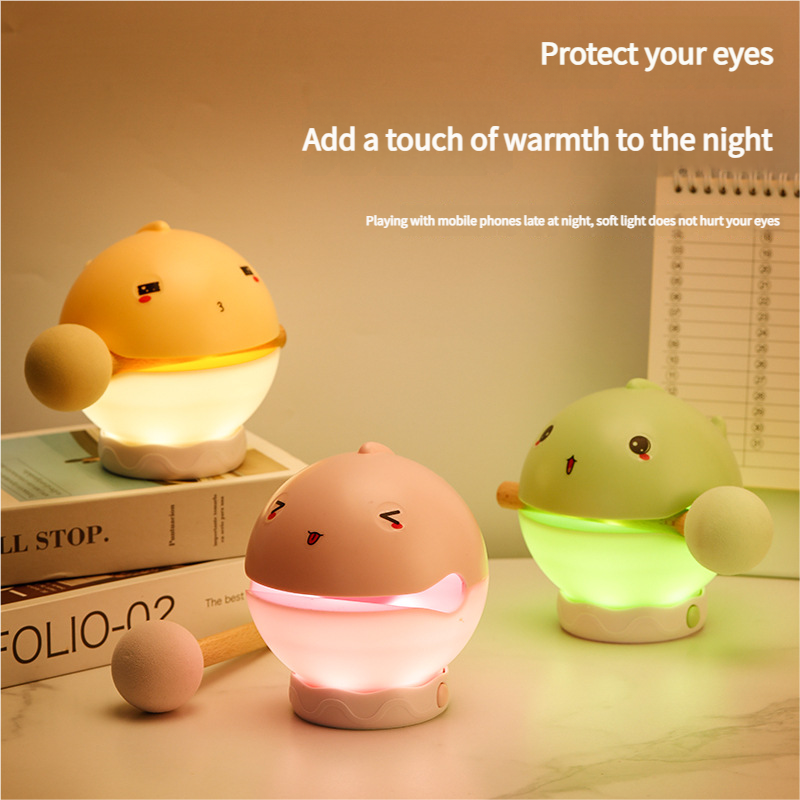 Portable rechargeable tapping control night light- 3-Level Dimmable Bedside Lamp(apricot)