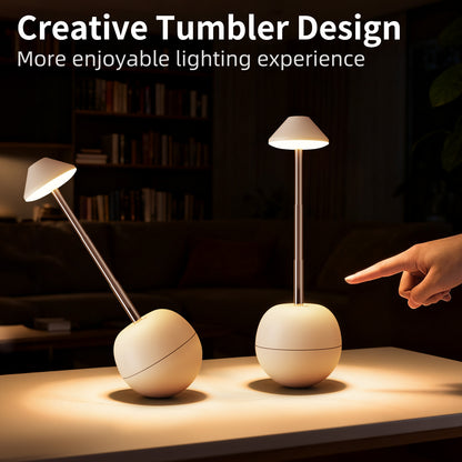 Orange Creative Tumbler LED Night Light - Rechargeable RGB Desk Lamp with Remote Control - Height Adjustable, Brightness Adjustable, Bedside Ambient Light