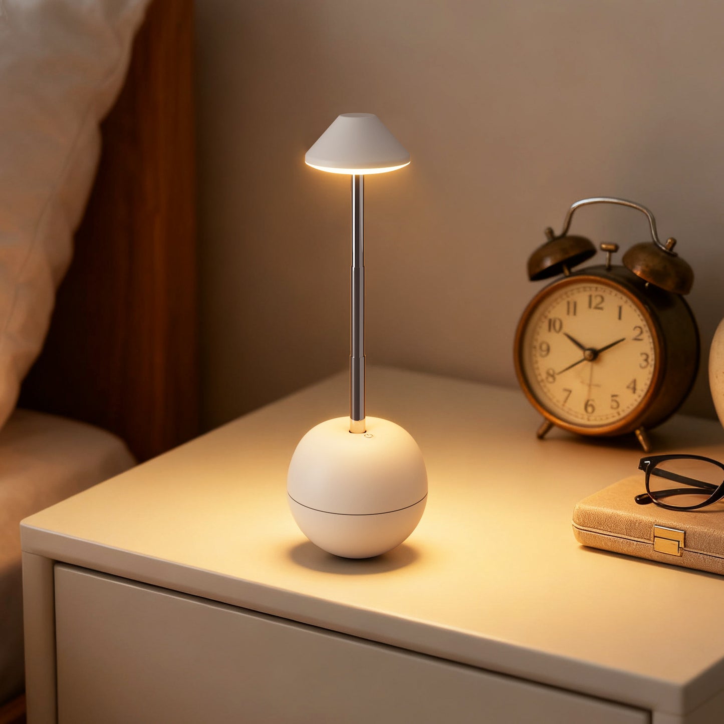 Orange Creative Tumbler LED Night Light - Rechargeable RGB Desk Lamp with Remote Control - Height Adjustable, Brightness Adjustable, Bedside Ambient Light