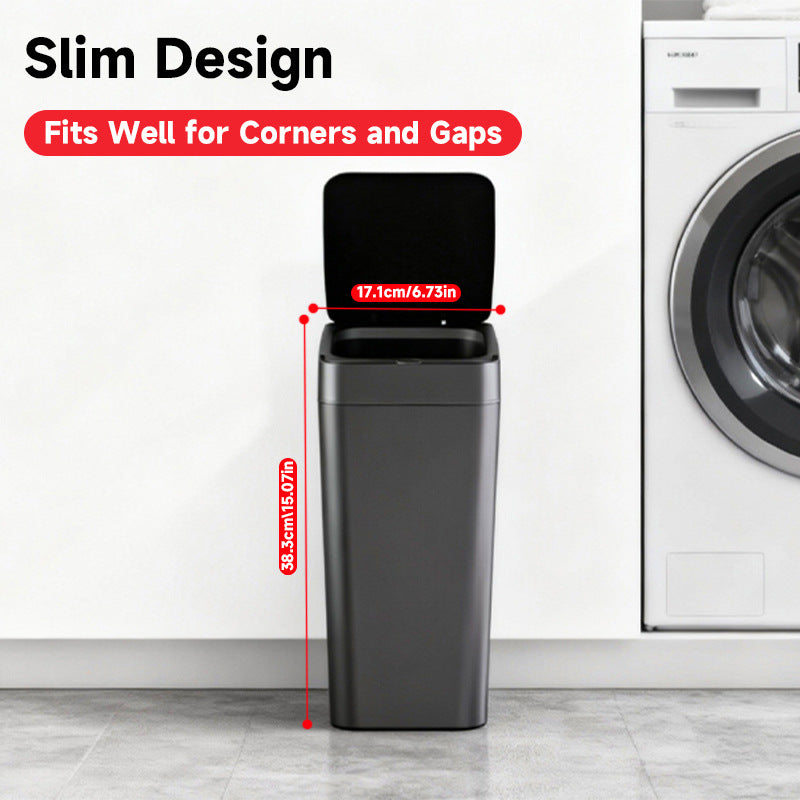 Black Smart Sensor Trash Can – Slim, Durable, and Hands-Free Waste Bin for Kitchen, Bathroom, or Living Room