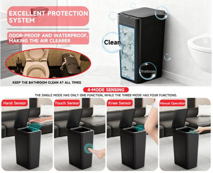 Black Smart Sensor Trash Can – Slim, Durable, and Hands-Free Waste Bin for Kitchen, Bathroom, or Living Room