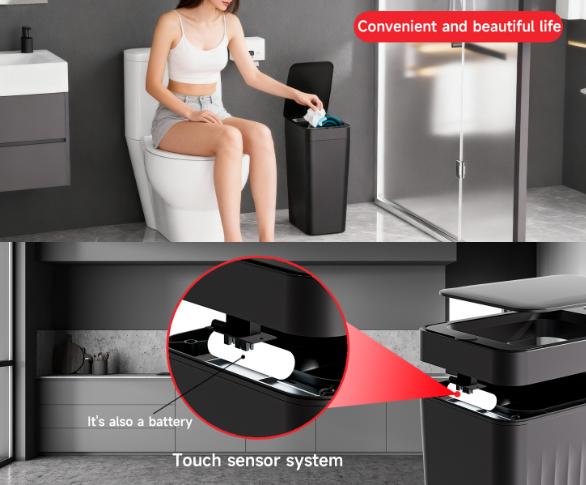Grey Smart Sensor Trash Can – Slim, Durable, and Hands-Free Waste Bin for Kitchen, Bathroom, or Living Room