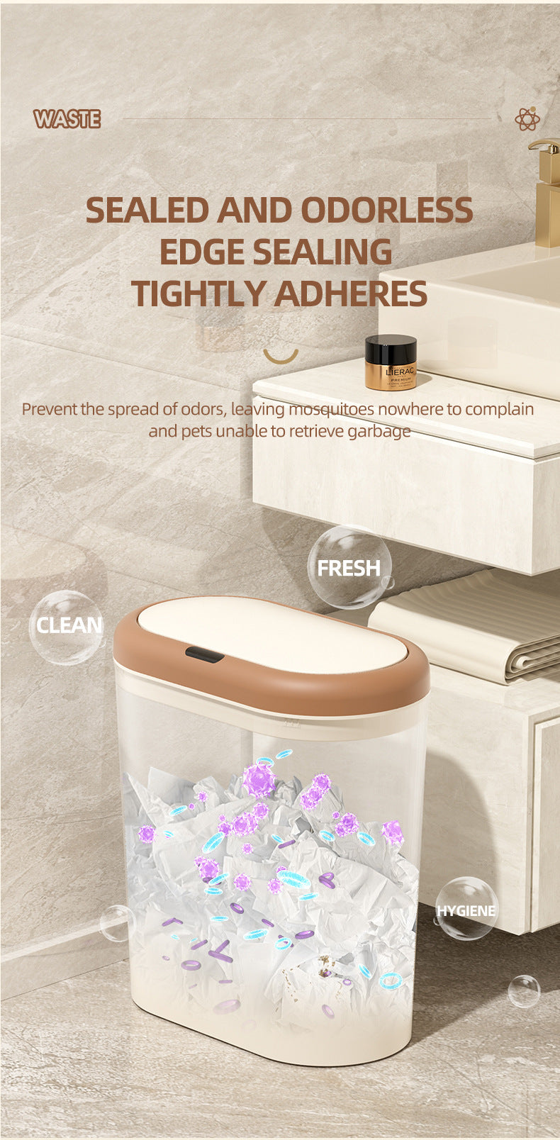 Grey Smart Sensor Trash Can – 15L Capacity, Compact Design for Home Use with Automatic Induction Opening(Three sensor modes)