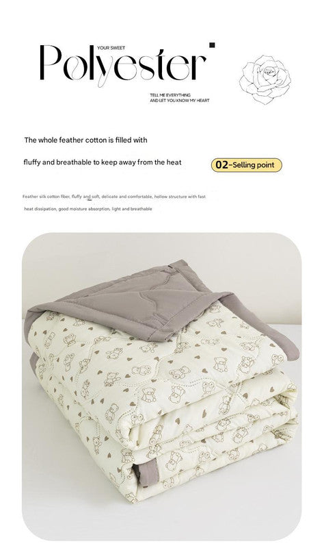 Lightweight Reversible Summer Quilt - Soft, Breathable & Machine Washable Comforter(150x200cm blue flowers)