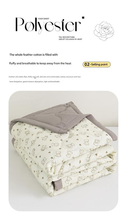 Lightweight Reversible Summer Quilt - Soft, Breathable & Machine Washable Comforter(150x200cm blue flowers)