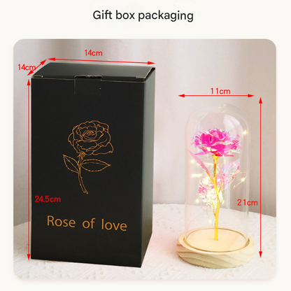 Proposal Couple Figurine Colorful Rose LED Light – Anniversary Flower Gift in Glass Dome for Her, Mom, or Girlfriend
